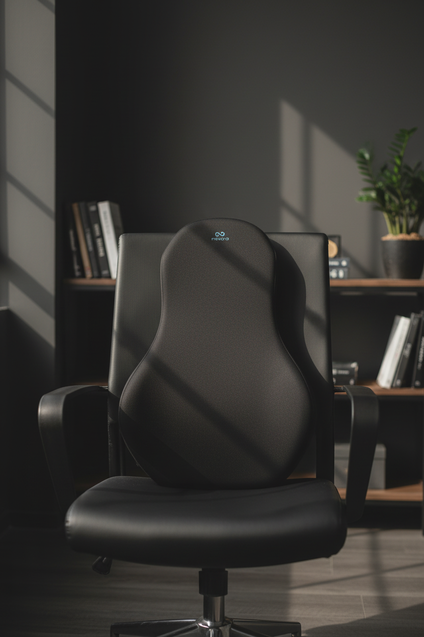 SpinePro lumbar cushion attached to an office chair
